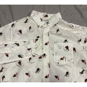 Banana Republic Stranded Skier Shirt Mens LS Luxe Poplin Untucked Button Down L